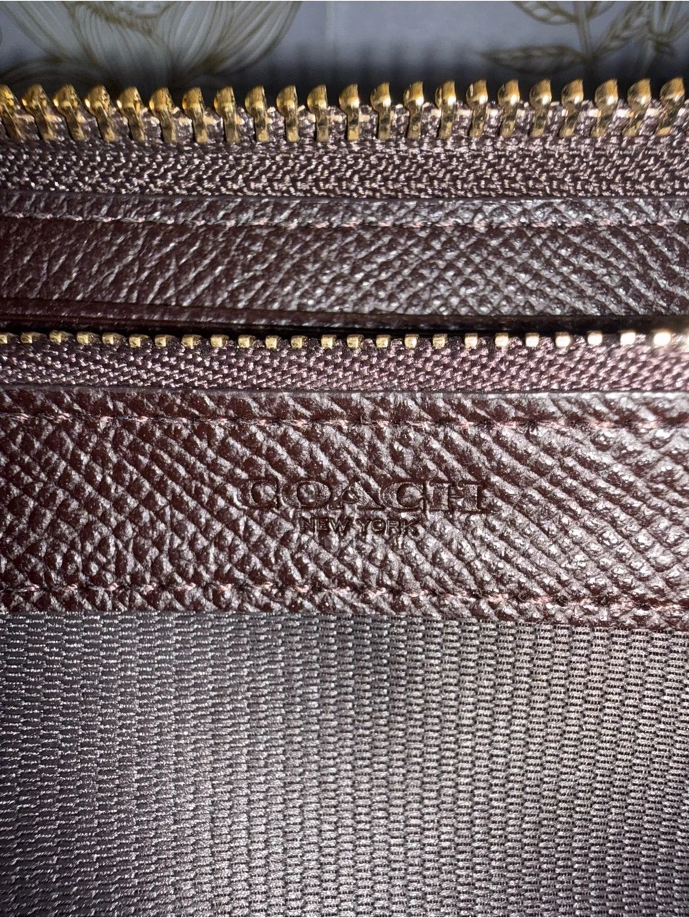 Coach Zip Wallet in Brown Signature Canvas with Black Trim
